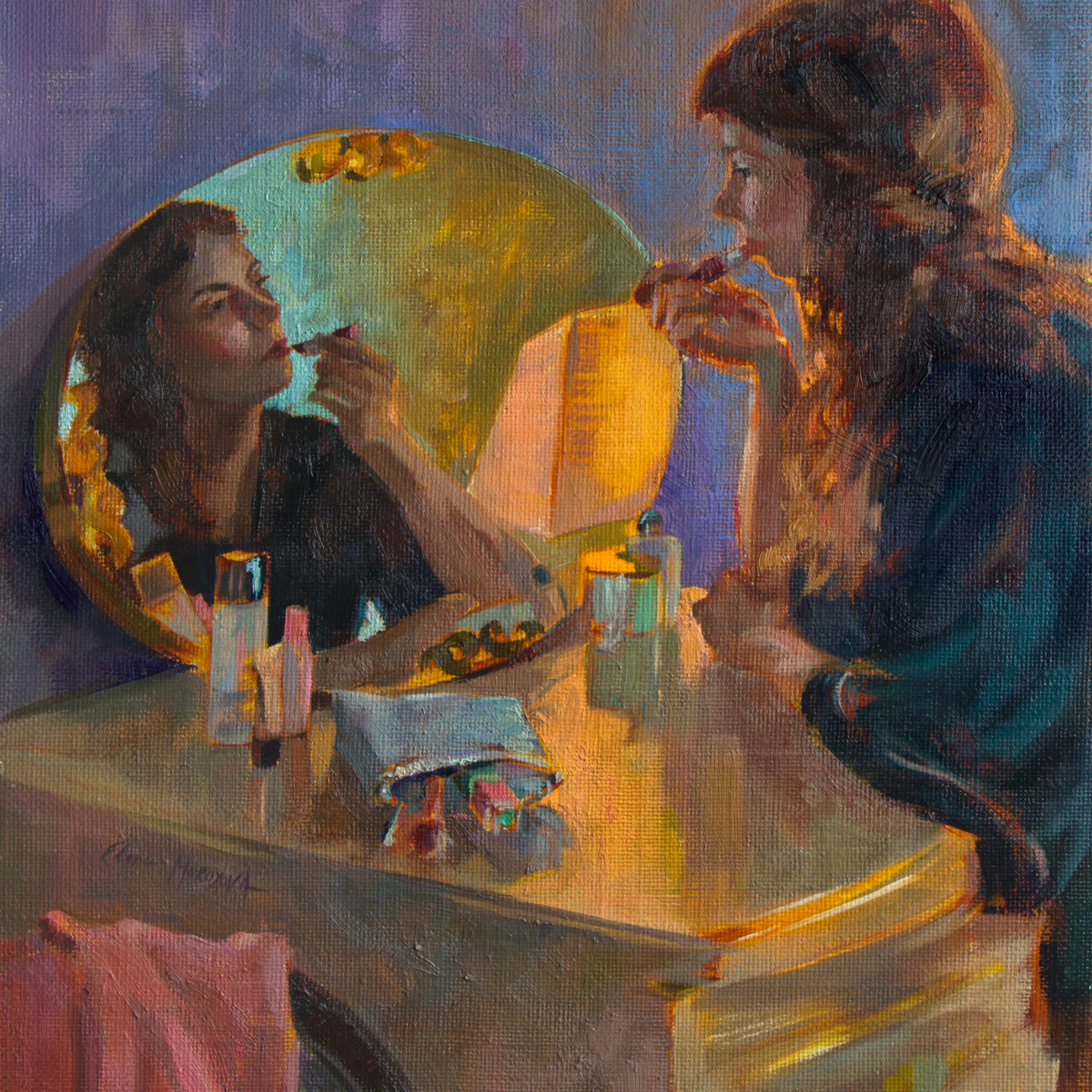 woman in the mirror painting