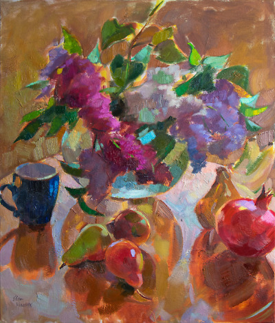 Lilac painting by Elena Morozova