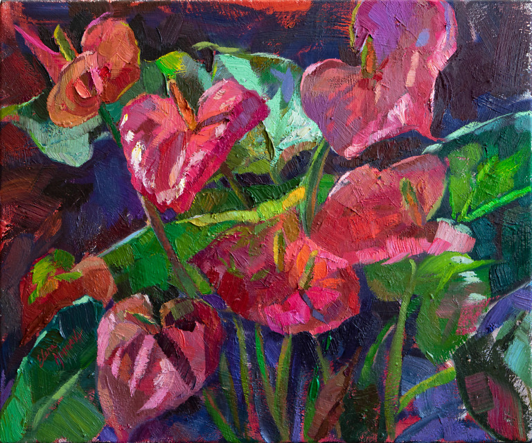 Anthurium painting by Elena Morozova