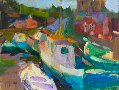 Boats painting by Elena Morozova