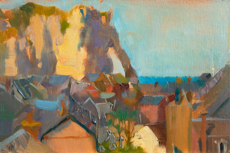 Étretat painting by Elena Morozova