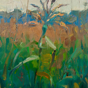 Grass in the field painted with oil