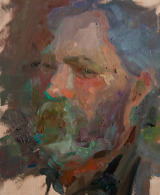 A quick portrait painting of a man with a beard