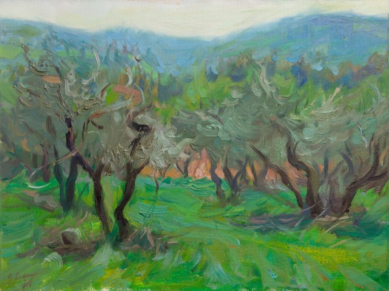 Olive Grove painting by Elena Morozova