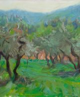 An olive grove painted with oil on canvas