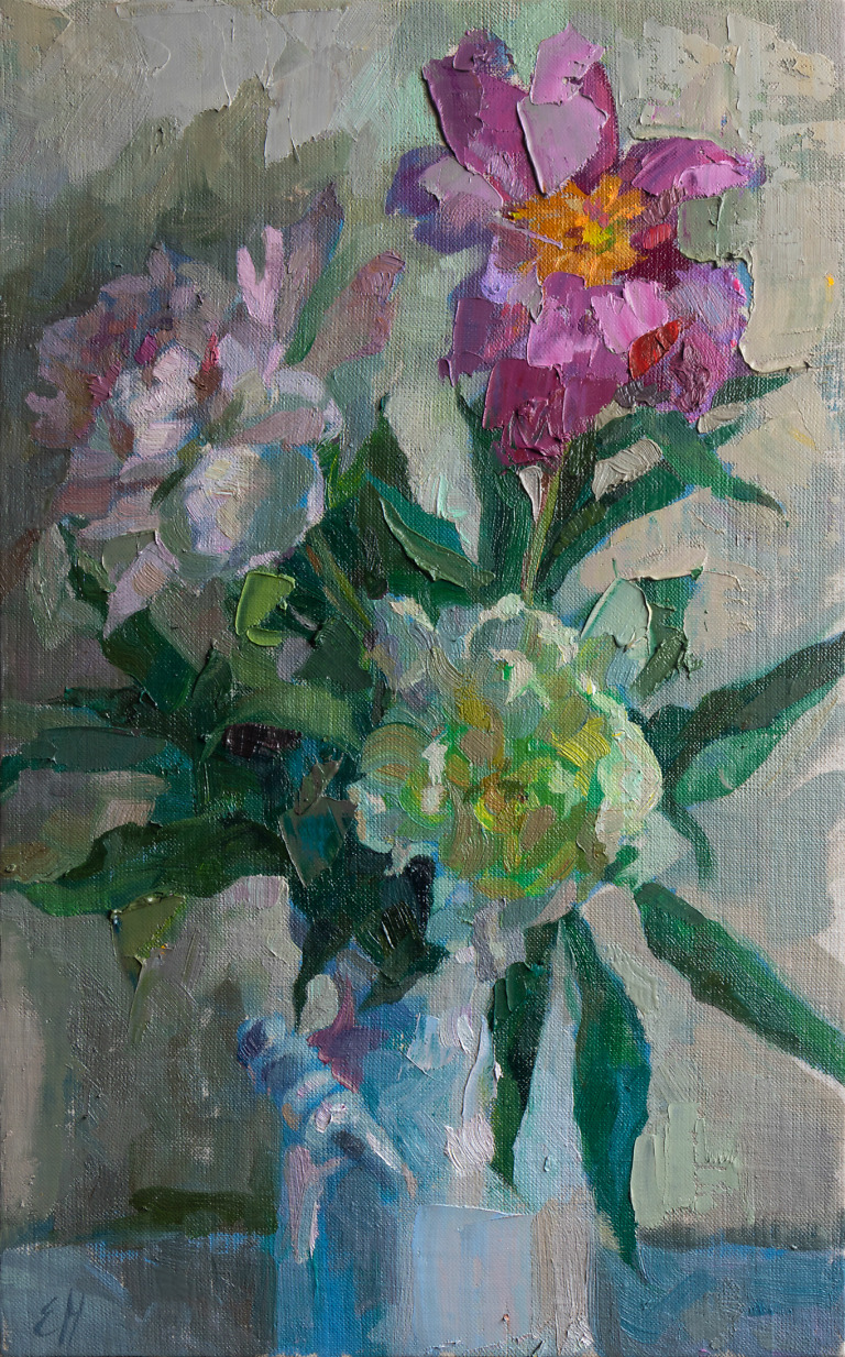 Peonies painting by Elena Morozova