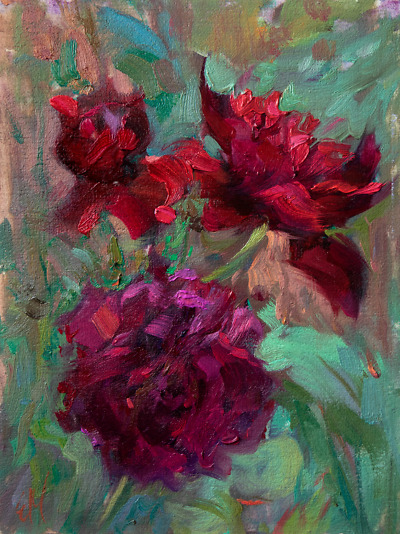 Red Petals painting by Elena Morozova