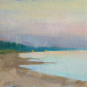 The sea and beach after sunset, painted with oil en plein air