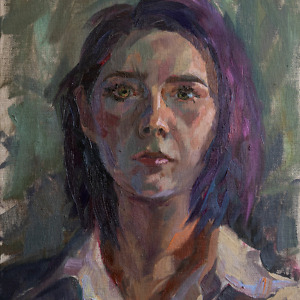 Self portrait painting by Elena Morozova