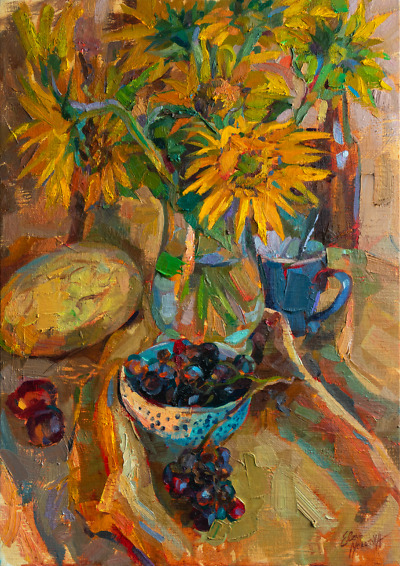 Still Life With Sunflowers painting by Elena Morozova