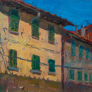 Oil painting of beautiful Tuscan houses