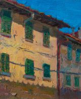 Oil painting of beautiful Tuscan houses