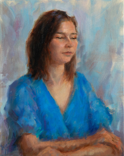 Woman in Blue painting by Elena Morozova